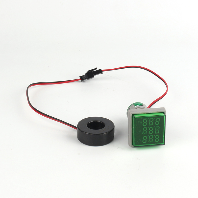 Current, Voltage, and Frequency Meter - Square - Three Row Display Green