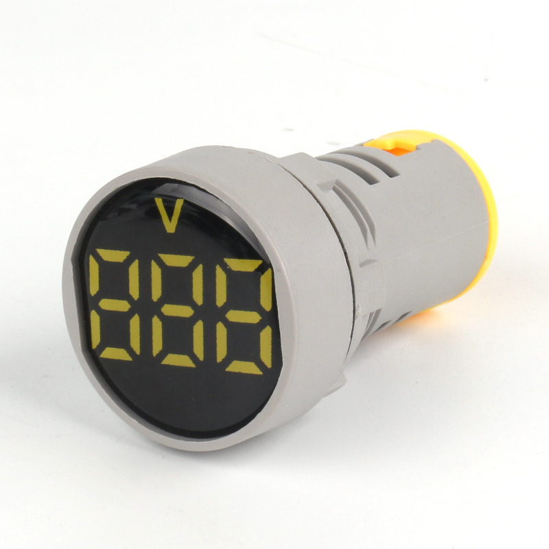 Voltage meter - Circular - Crystal screen  Yellow